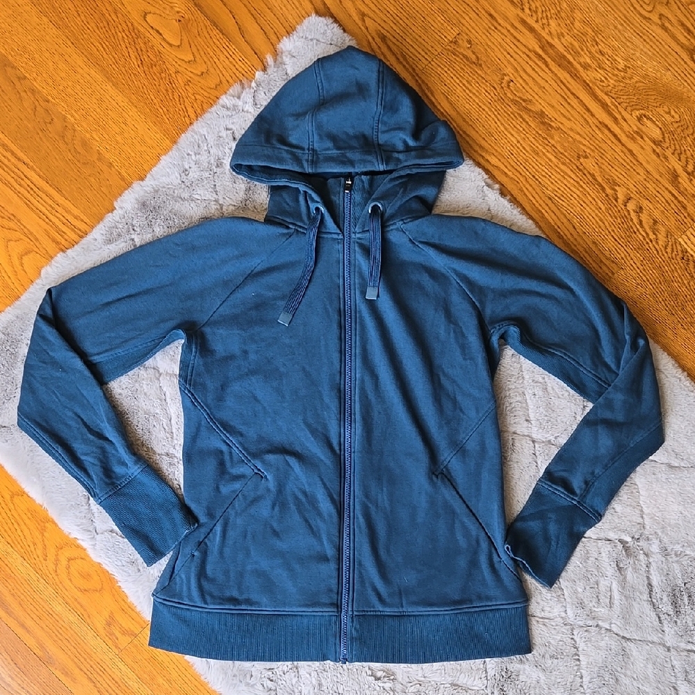 Athleta Blue Full Zip Sweatshirt Jacket, Womens Large Tall, Great Condition - Picture 1 of 11